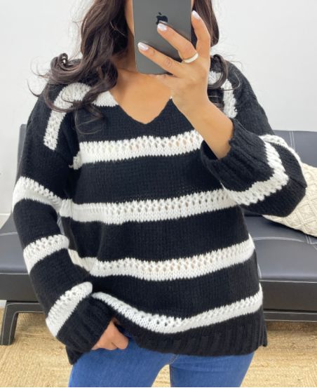 SOFT STRIPED SWEATER AH250045 BLACK