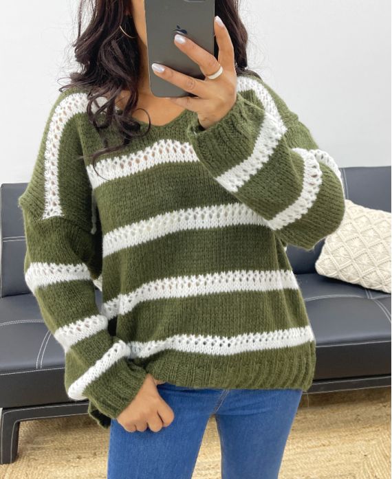 PULLOVER DOUX RAYE AH250045 VERT