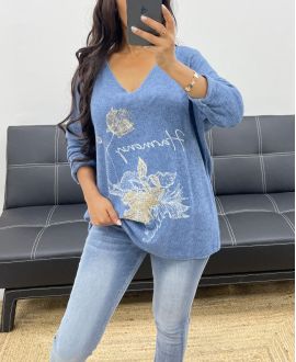 STRASS PULLOVER AH250106 BLAU