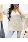 MAGLIONE STRASS AH250106 BEIGE