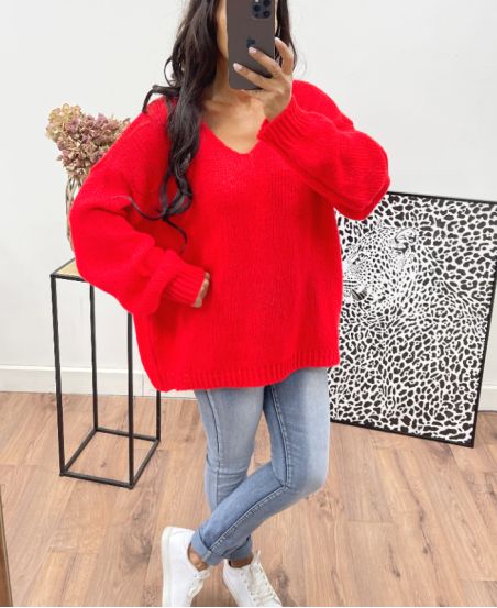 OVERSIZED GEBREIDE TRUI AH250027 ROOD