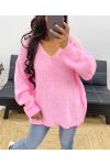 MAGLIA OVERSIZE IN MAGLIA AH250027 ROSA