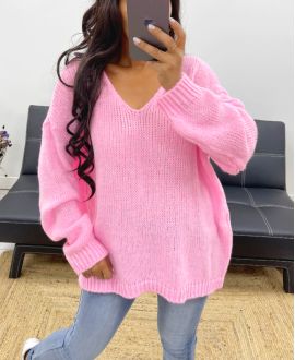 MAGLIA OVERSIZE IN MAGLIA AH250027 ROSA