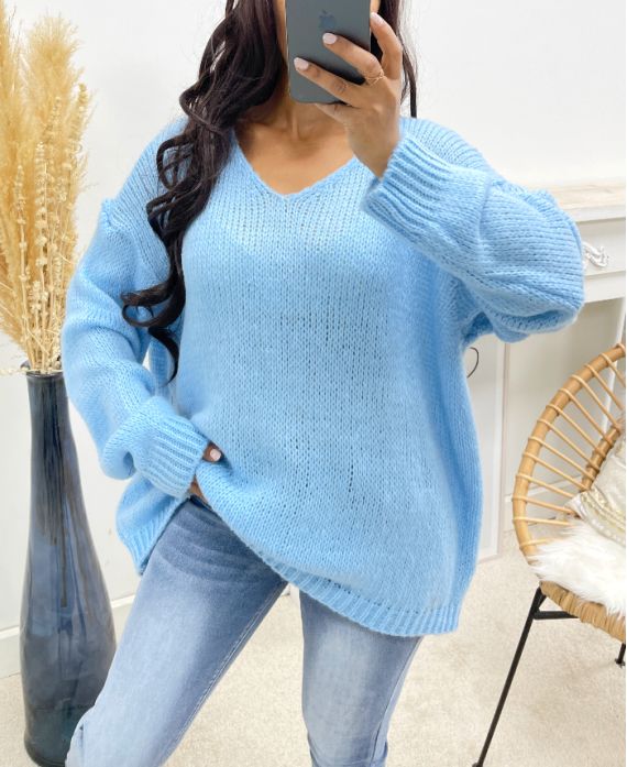 OVERSIZED KNIT SWEATER AH250027 BLUE