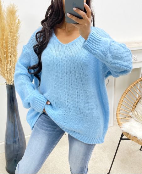 OVERSIZED KNIT SWEATER AH250027 BLUE