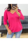 JERSEY CON CUELLO EN V AH250008 FUSHIA