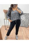 MAGLIONE LEOPARDATO CON SCOLLO A V AH250018