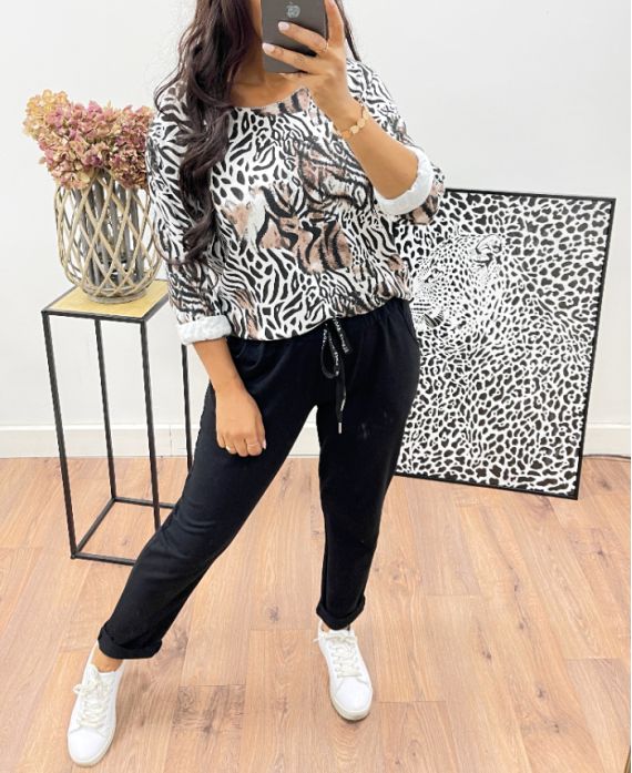 PRINTED SWEATER AH250015 WHITE