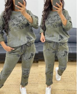 CONJUNTO JOGG + SUDADERA AH250078 VERDE MILITAR