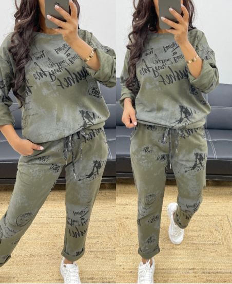 CONJUNTO JOGG + SUDADERA AH250078 VERDE MILITAR