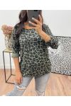 SWETER Z NADRUKIEM AH250041 ZIELONY