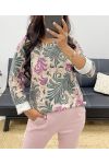 SWETER Z NADRUKIEM AH250013 ZIELONY