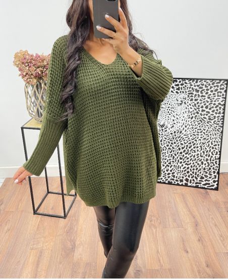 PULLOVER GROSSE MAILLE AH250036 VERT MILITAIRE