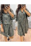 LEOPARD PRINT SHIRT DRESS AH250034 MILITARY GREEN