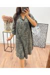 LEOPARD PRINT SHIRT DRESS AH250034 MILITARY GREEN