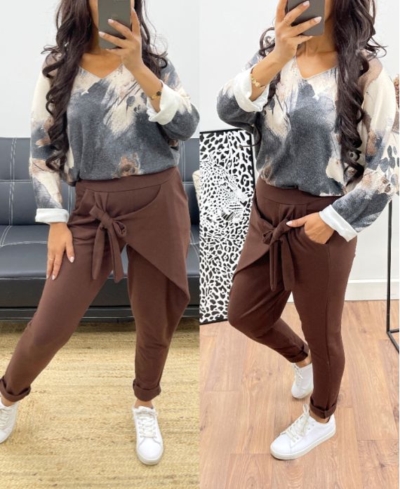 CHOCOLADE AH250068 GEDRAPEERDE BROEK