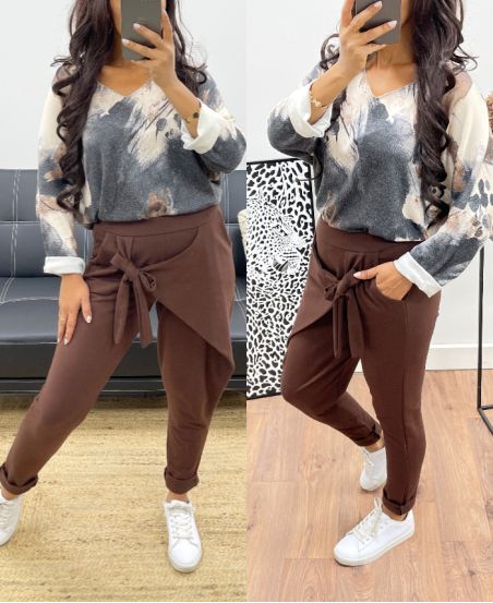 CHOCOLADE AH250068 GEDRAPEERDE BROEK