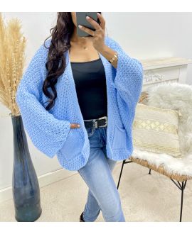 LARGE KNIT VEST WITH POCKET AH250120 SKY BLUE