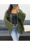 LARGE KNIT VEST WITH POCKET IN AH250120 MILITARY GREEN