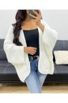 CARDIGAN GRANDE IN MAGLIA CON TASCHINO AH250120 BIANCO