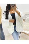 LARGE KNIT CARDIGAN WITH POCKET AH250120 WHITE