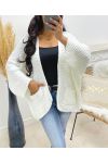 LARGE KNIT CARDIGAN WITH POCKET AH250120 WHITE