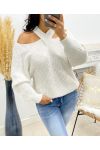 PULLOVER CON SCOLLO A TRACOLLA AH250125 ECRU