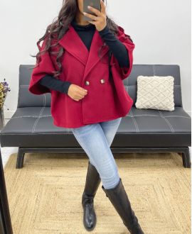 BURGUNDY AH250097 BUTTON COAT