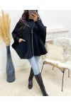 ZIPPED COAT WITH HOOD AH250085 BLACK