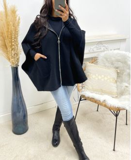 CAPPOTTO CON ZIP E CAPPUCCIO AH250085 NERO