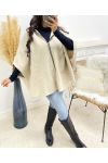 ZIPPED HOODED COAT AH250085 BEIGE