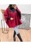 ZIPPED COAT WITH HOOD AH250085 BURGUNDY