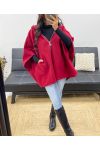 ZIPPED COAT WITH HOOD AH250085 BURGUNDY