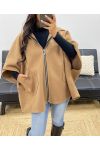 HOODED ZIP-UP COAT AH250085 CAMEL