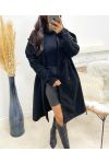 BRAIDED KNIT SLEEVE COAT AH250061 BLACK