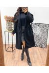 BRAIDED KNIT SLEEVE COAT AH250061 BLACK