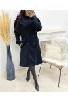 BRAIDED KNIT SLEEVE COAT AH250061 BLACK