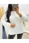 PULLOVER EPAULES DENUDEES AH250167 BLANC