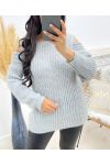 SWETER Z ODKRYTYMI RAMIONAMI AH250167 SZARY