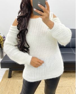 OFF-THE-SHOULDER SWEATER AH250167 WHITE