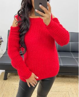 OFF-THE-SHOULDER SWEATER AH250167 RED