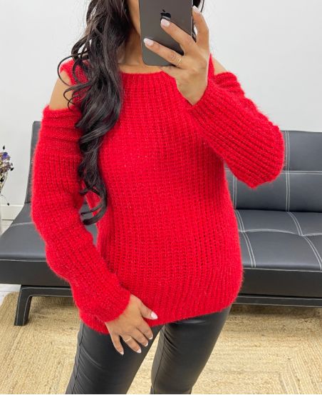 OFF-THE-SHOULDER SWEATER AH250167 RED