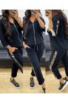 CHAQUETA LEOPARDO CON CREMALLERA + PANTALÓN SET AH250130 NEGRO