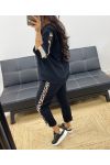 CHAQUETA LEOPARDO CON CREMALLERA + PANTALÓN SET AH250130 NEGRO