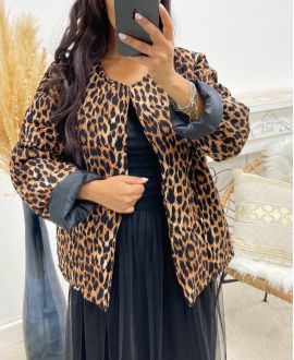 STEPPJACKE AH250145 DARK LEOPARD