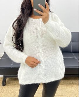 SOFT CABLE KNIT SWEATER AH250150 WHITE