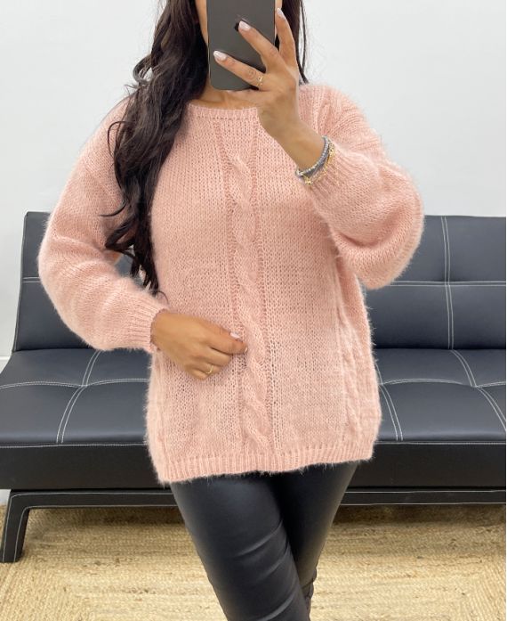 SOFT CABLE KNIT SWEATER AH250150 PINK