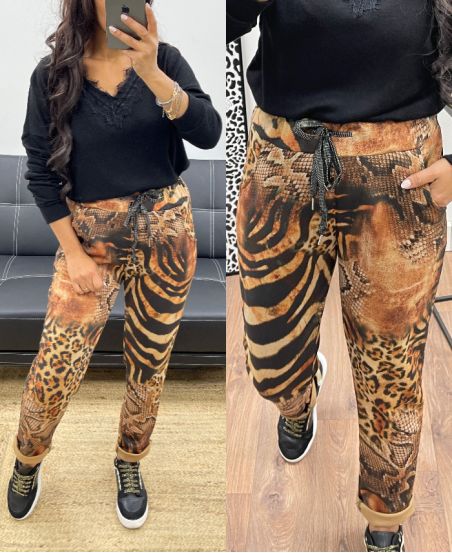 ANIMAL PRINT SUEDE JOGG PANTS AH250135