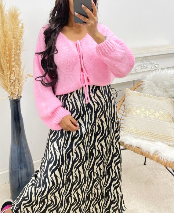 SWEATER GEKNOOPT VEST AH250141 ROZE