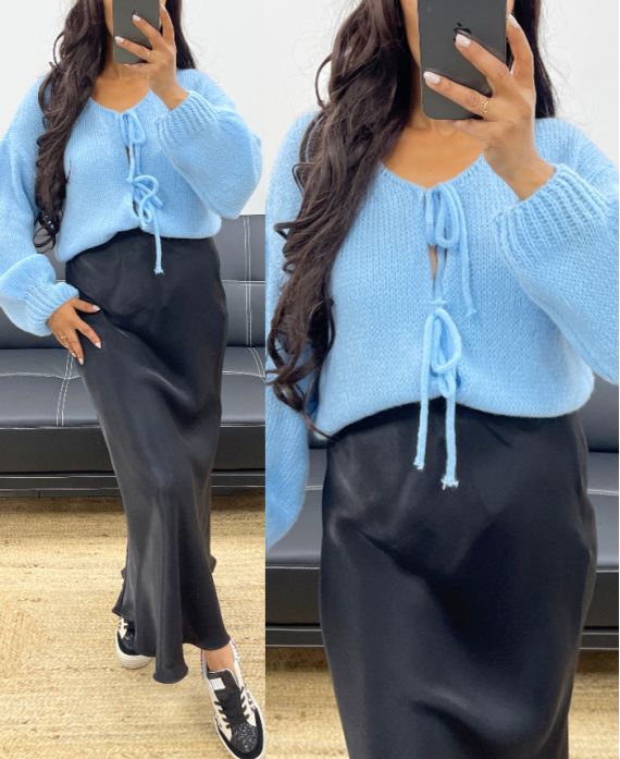 SWEATER KNOT CARDIGAN AH250141 SKY BLUE